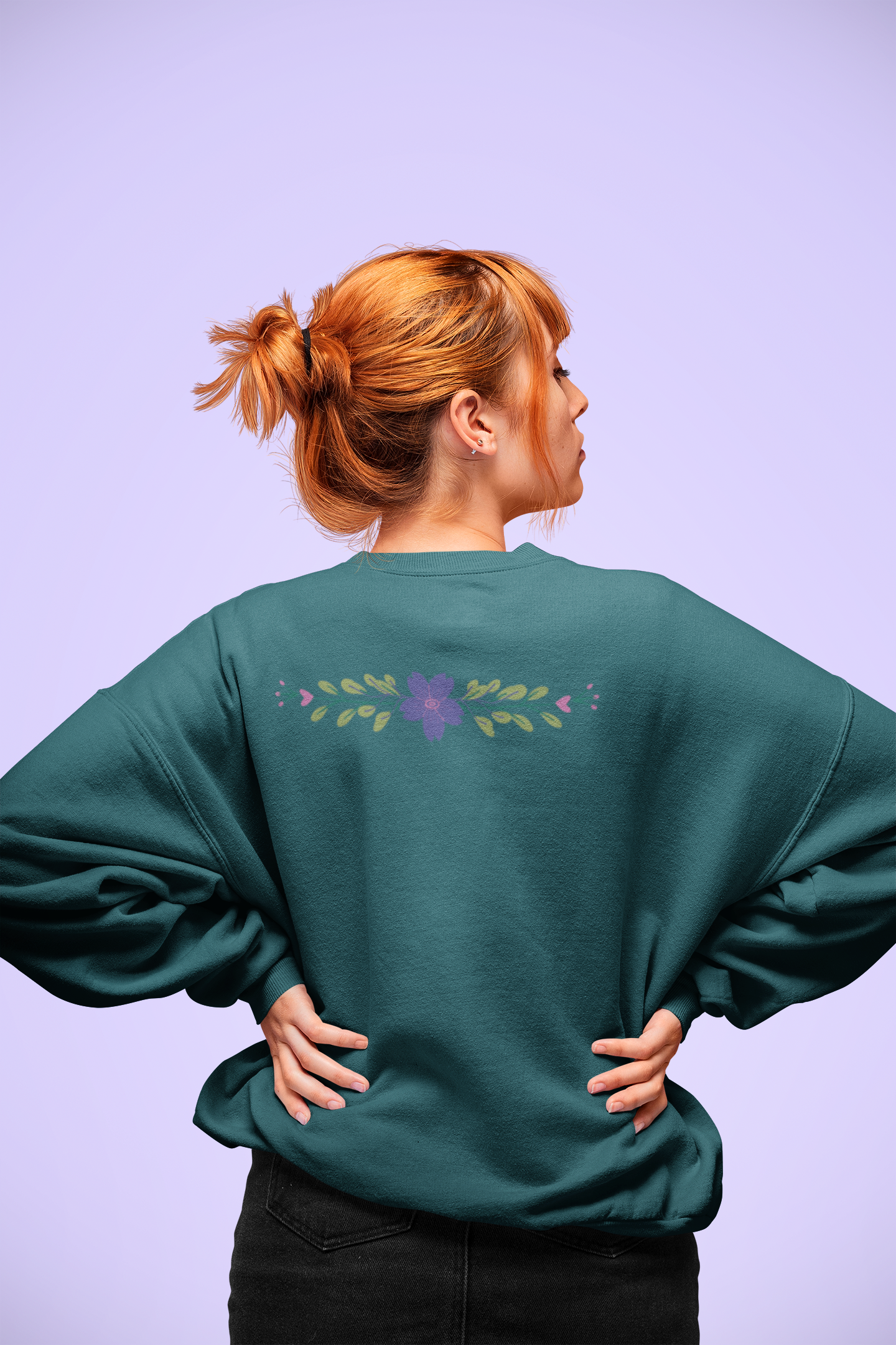 Handcrafted Green Flora Sweatshirt | Unisex
