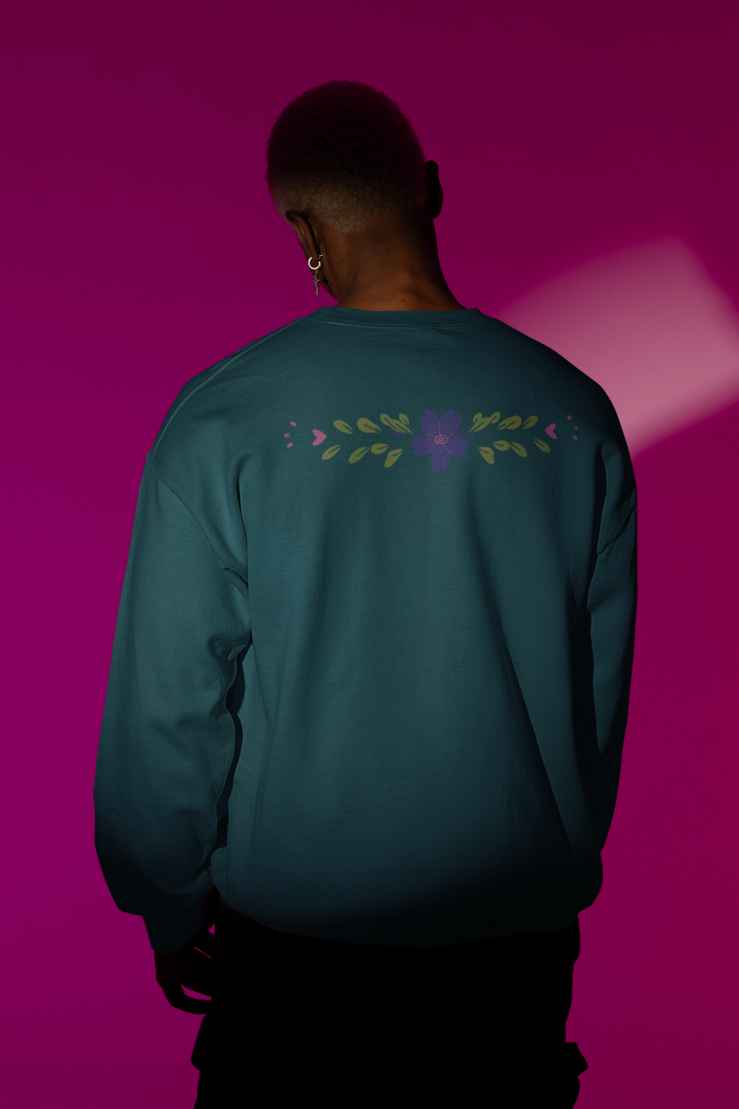 Handcrafted Green Flora Sweatshirt | Unisex